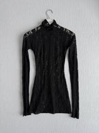 Dolce & Gabbana Black Floral Lace Long Sleeve Dress
