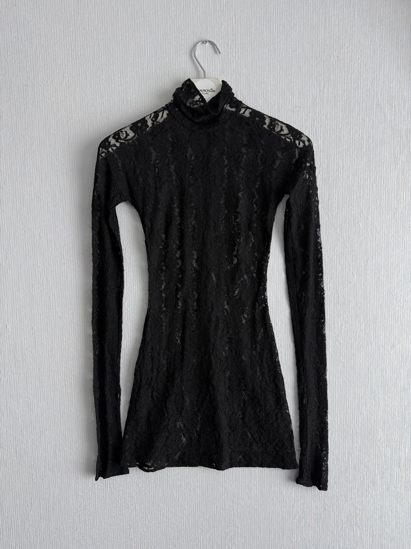 Dolce & Gabbana Black Floral Lace Long Sleeve Dress