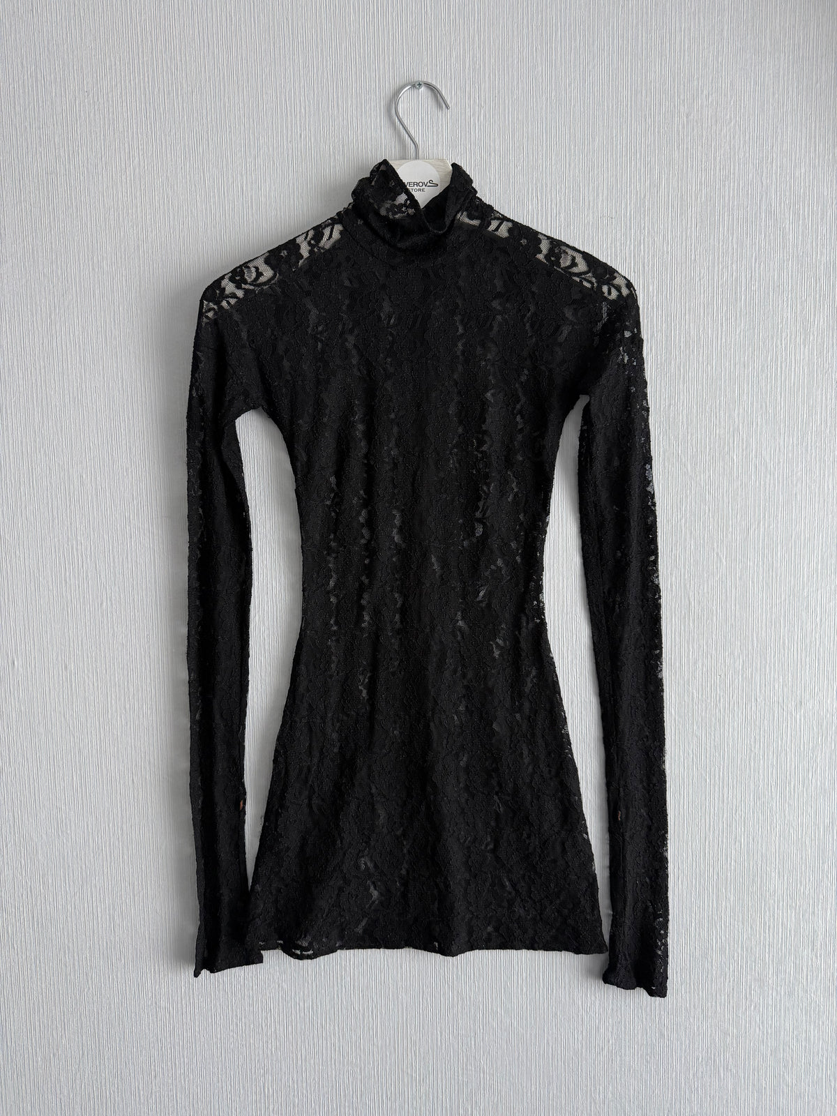 Dolce & Gabbana Black Floral Lace Long Sleeve Dress