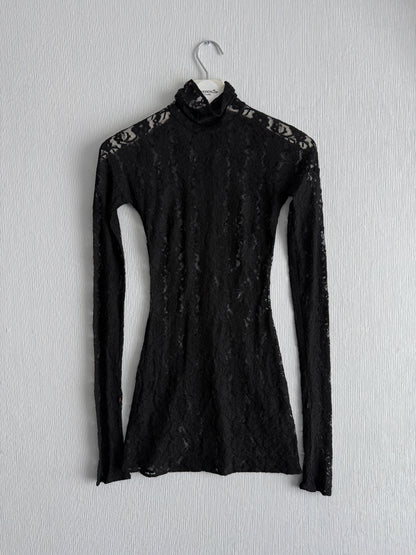 Dolce & Gabbana Black Floral Lace Long Sleeve Dress