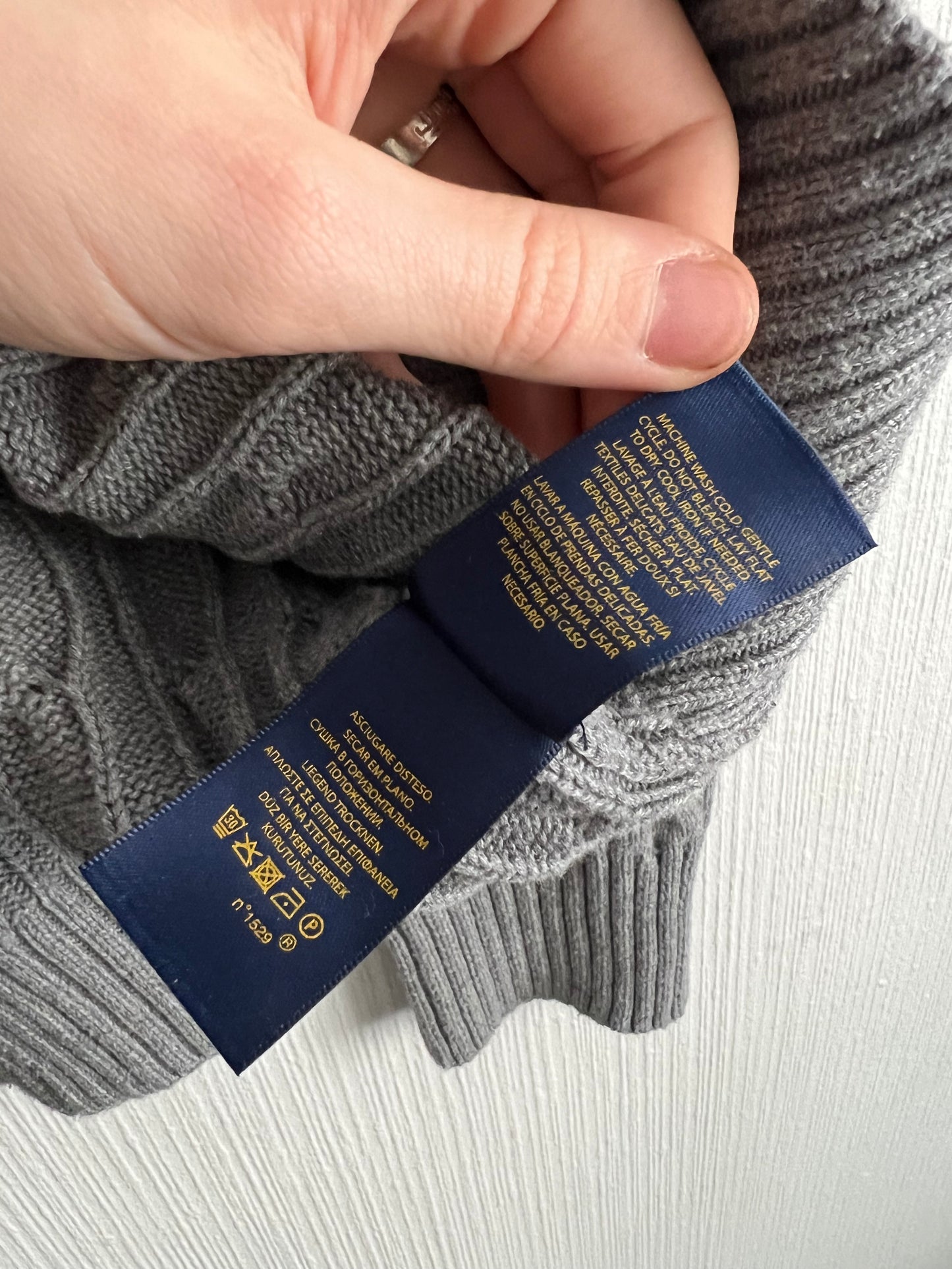Polo Ralph Lauren Grey Cotton Cable Knit Sweater