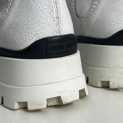 Miu Miu Crackle Leather White womens Boots