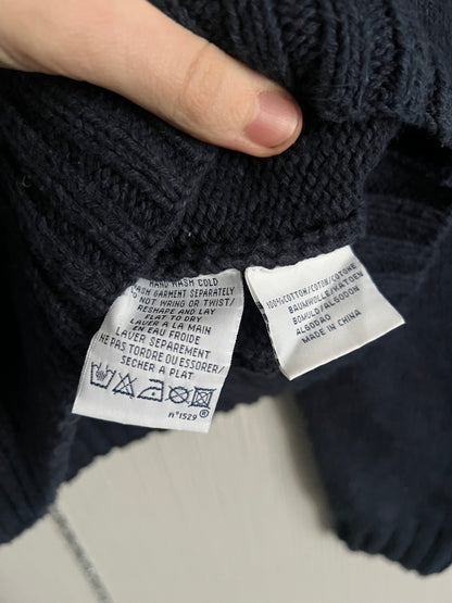 Polo Ralph Lauren Vintage Hand Knit Heavy Cotton Navy Sweater