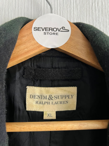 191 Ralph Lauren Denim & Supply Tartan Plaid Wool blend Pea Coat