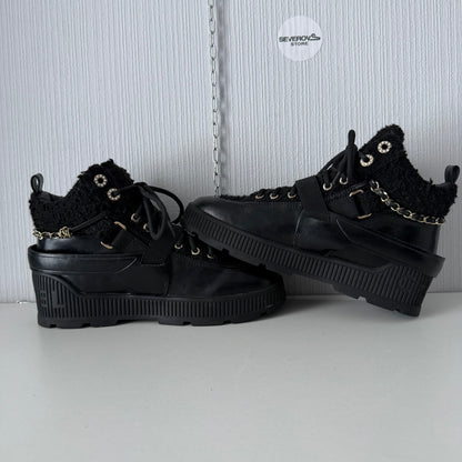 Chanel Chain Sneaker Black Leather Shoes