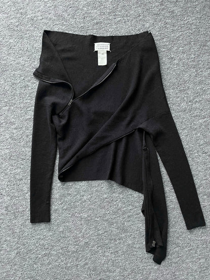 Maison Martin Margiela Line 1 Dark Grey Spiral Zipper Jumper – Fall 2012