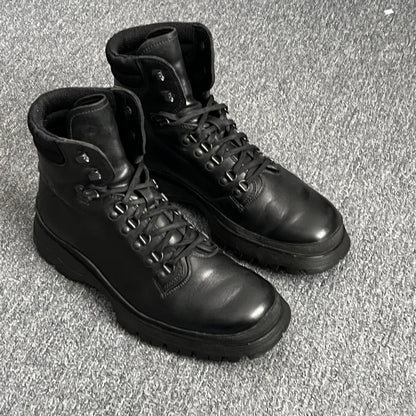 Prada FW99 Vintage Combat Black Leather Boots