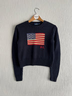Polo Ralph Lauren American Flag Heavy Knit Navy Cotton Sweater