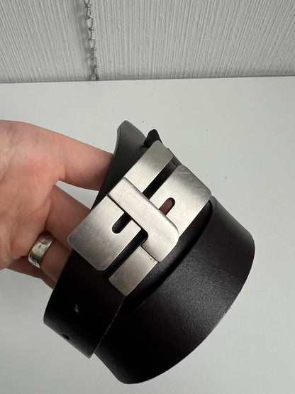 Jil Sander Vintage Stainless Steel Buckle Black Leather Belt