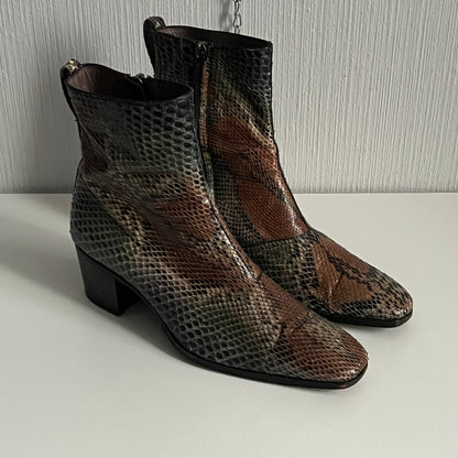 Yves Saint Laurent Wyatt Zip Boots in Genuine Python Leather