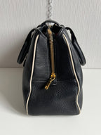 Miu Miu Vitello Caribu Black Leather Satchel HandBag