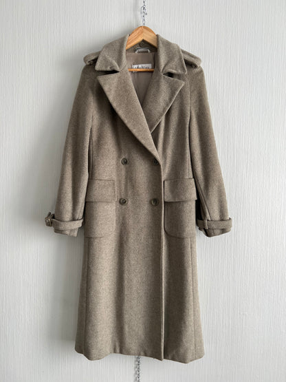 Max Mara Fox Fur Collar Wool Angora Blend Womens Long Coat