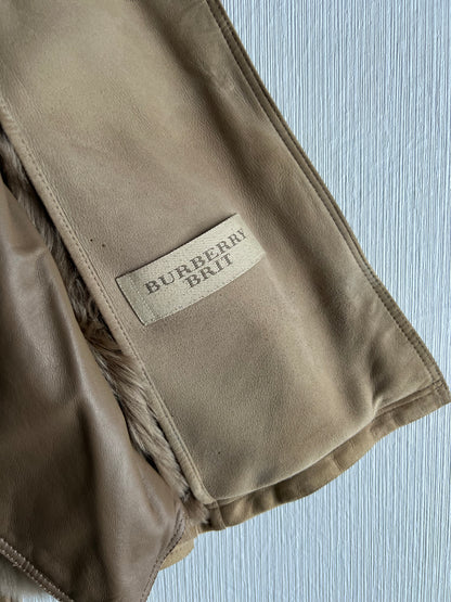 Burberry Brit Lamb and Fur Shearling Jacket Beige Womens Peacoat
