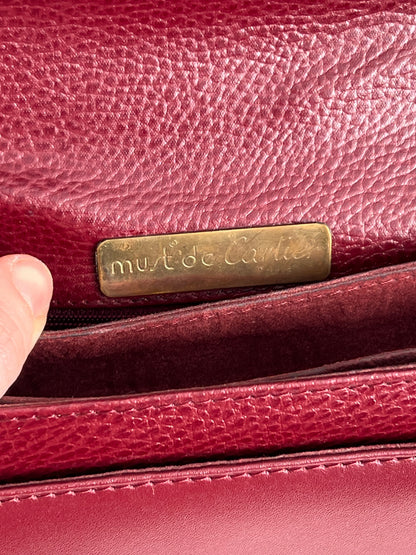 Cartier Vintage Burgundy Leather Shoulder Bag