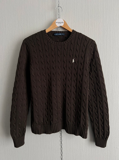 Polo Ralph Lauren Cable Knit Brown Cotton Jumper