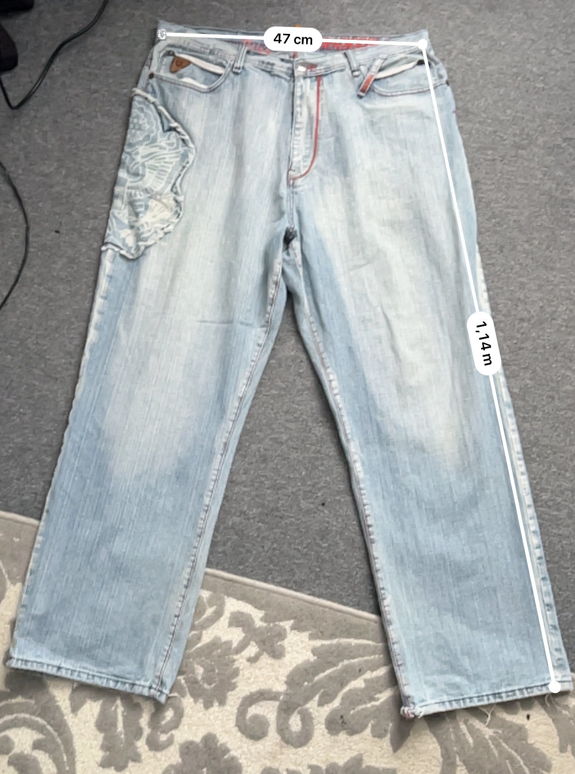 Akademiks Embroidered Baggy Denim Pants Mens Jeans