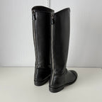 Chanel Black Calfskin Leather Knee-High Riding Boots