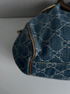 Gucci Blue Denim GG Denim Sukey Medium Handbag Satchel Bag