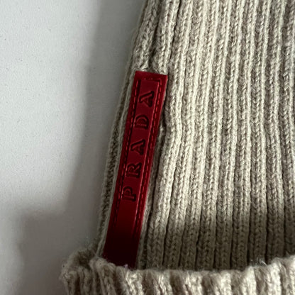 Vintage Prada Luna Rossa Red Tab Cream Wool Mens Hat