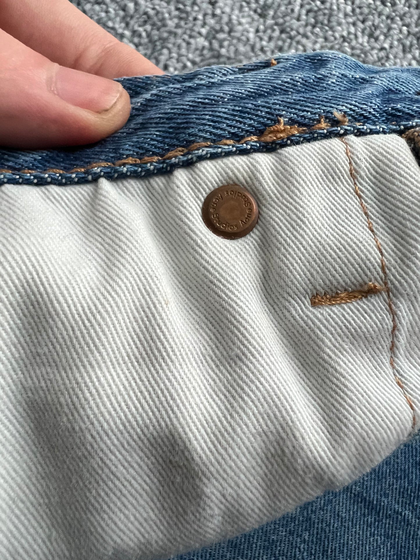 Acne Studios 1997 Blue Crease Denim Pants