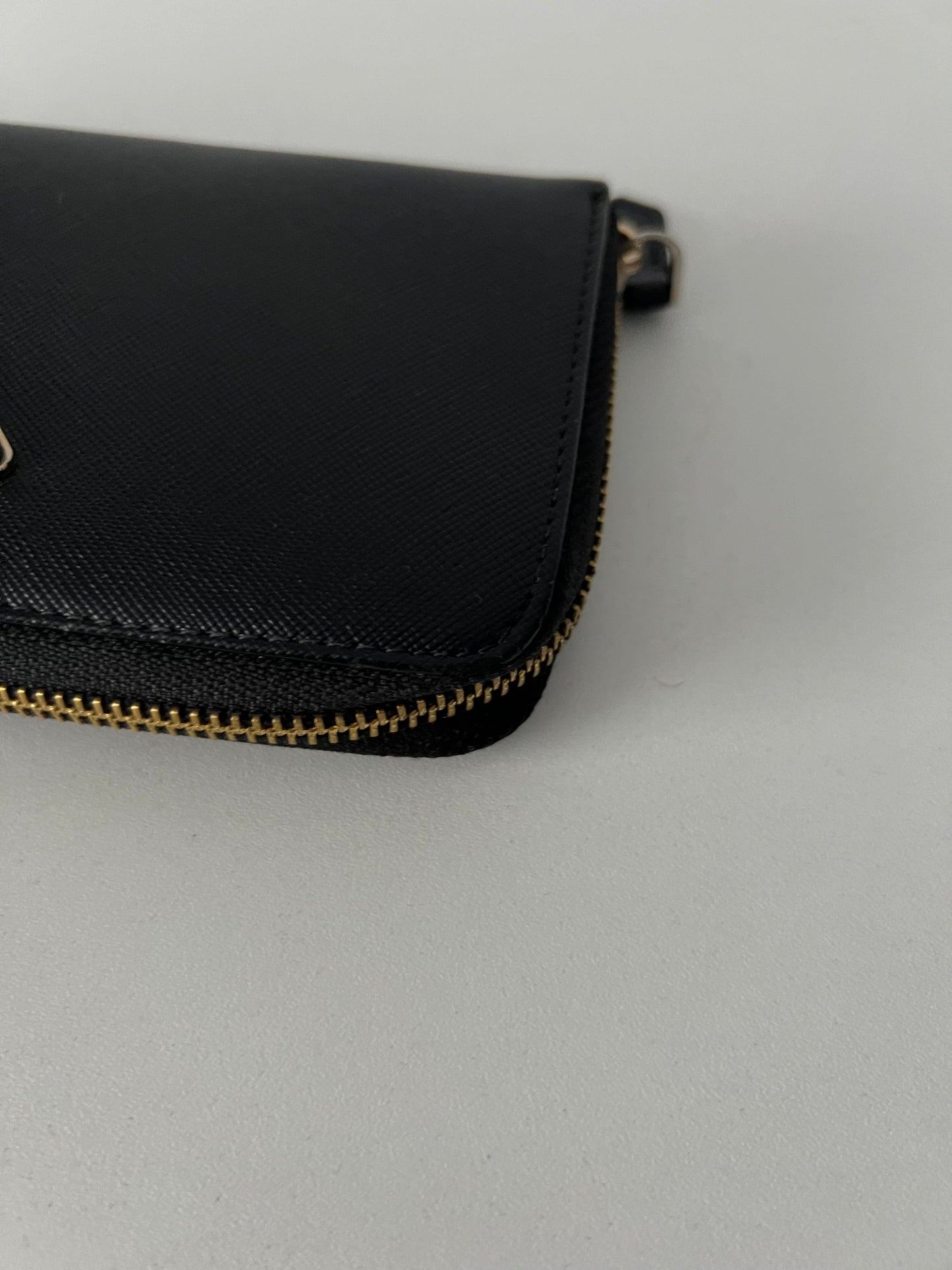 Prada Black Saffiano Leather Zip Around Wallet