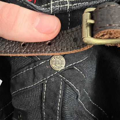 Polo Ralph Lauren Contrast Stitches Flag Black Cap with Leather Strap