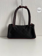 Loewe Black Canvas Anagram Brown Leather Shoulder Bag