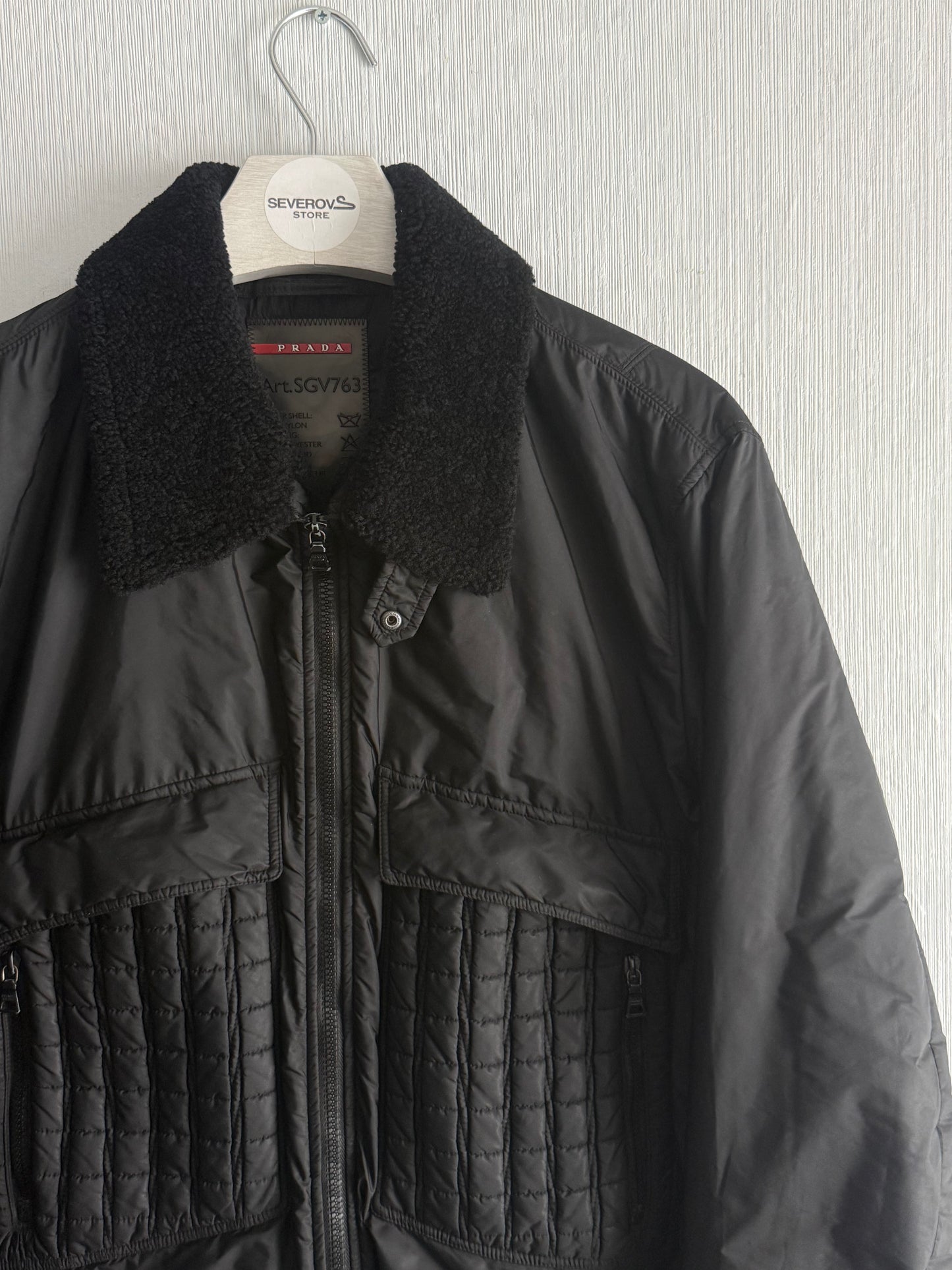 Prada Shearling Collar Bomber Jacket