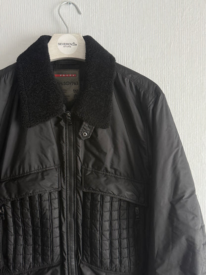 Prada Shearling Collar Bomber Jacket