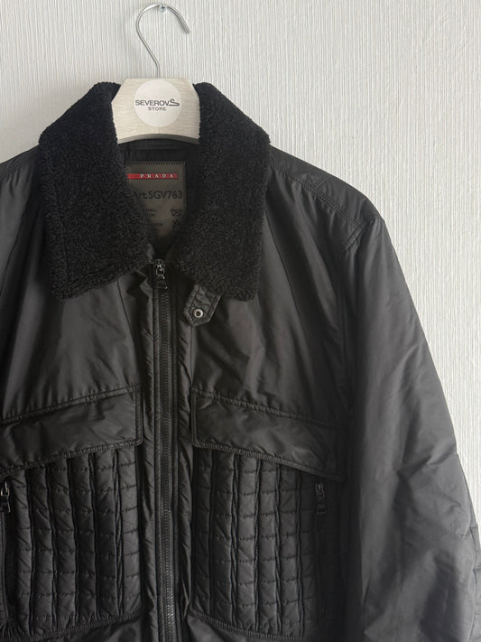 Prada Shearling Collar Bomber Jacket