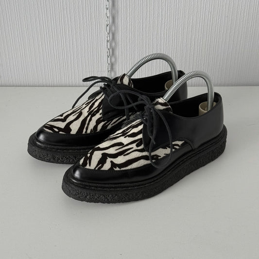 Saint Laurent Black Pony Hair Zebra Leather Shoes