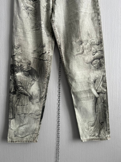 Roberto Cavalli AW1995 Medieval Art Renaissance Print Pants