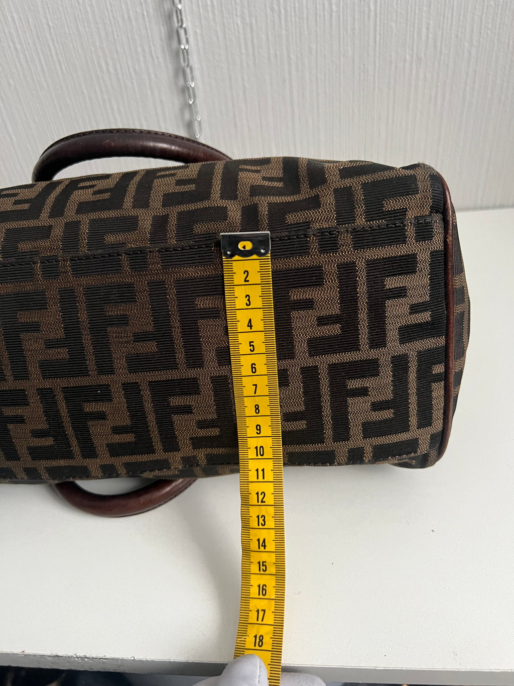 Vintage Fendi Etnico Zucca Canvas Leather Handbag