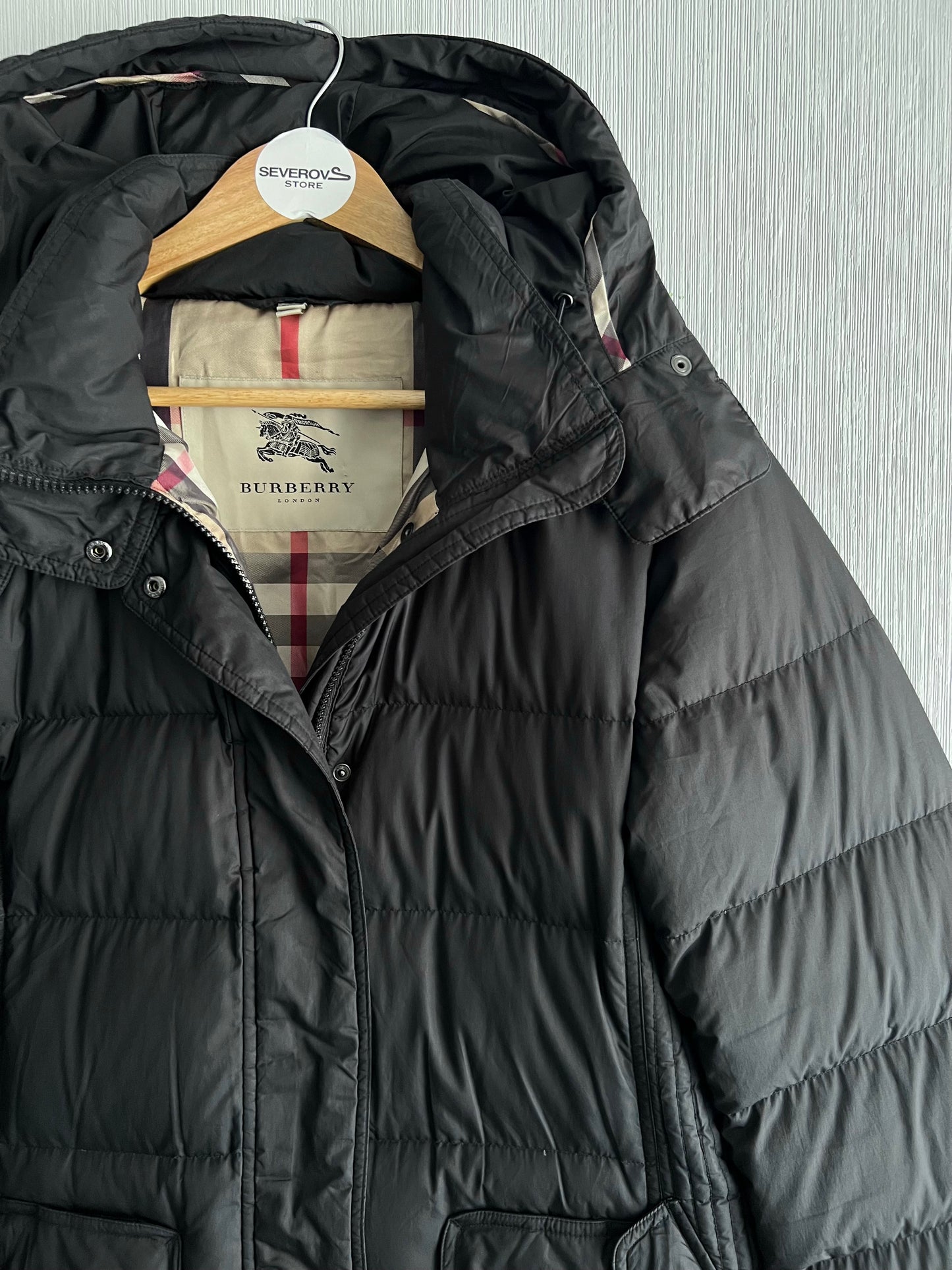 Burberry Down Puffer Long Coat Black Jacket
