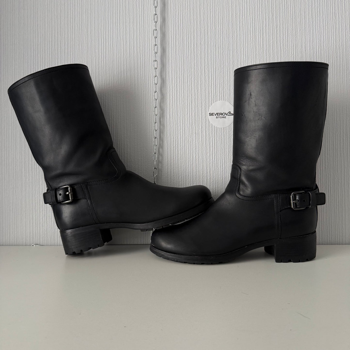 Prada Leather Moto Boots