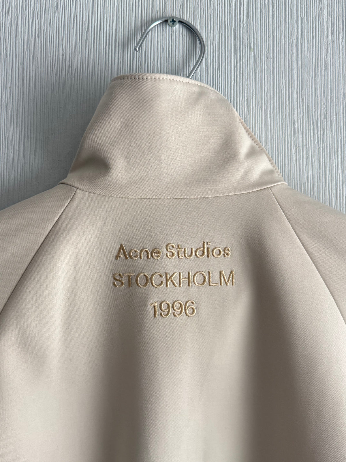 Acne Studios SS26 Satin Logo Jacket in Beige
