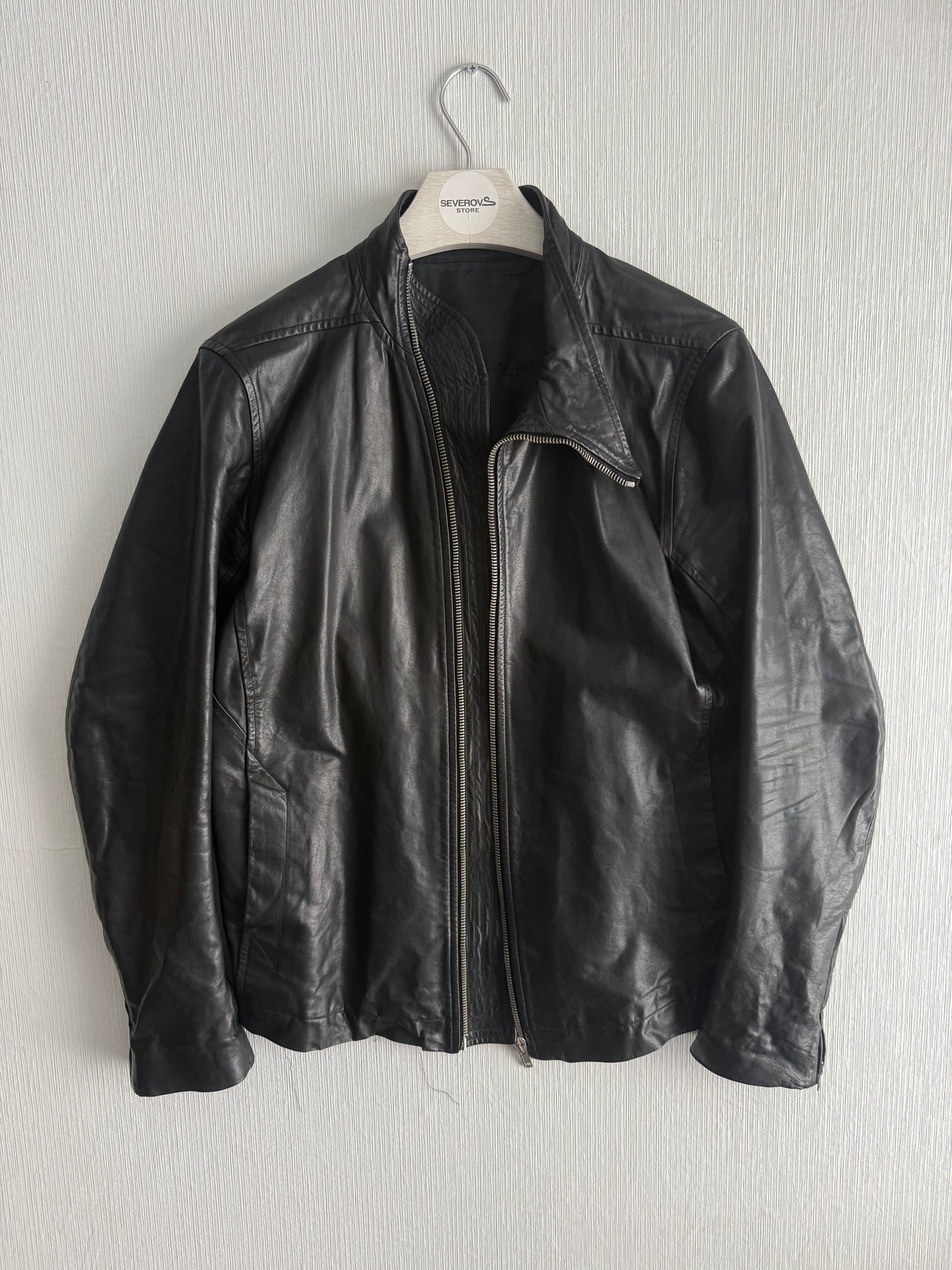 Rick Owens Calf Leather Mollino Leather Jacket
