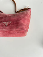 Prada Pochette Sirio Pink Suede Shoulder Bag