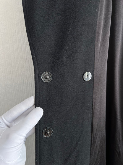 Vintage 2001 Chanel Double Breasted Black Cashmere Silk Lined Coat