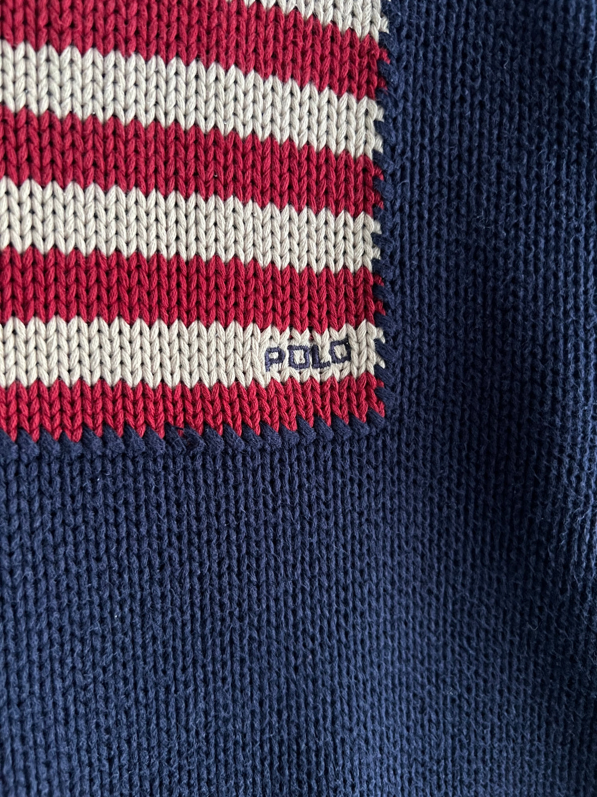 Polo Ralph Lauren American Flag Heavy Knit Navy Cotton Womens Sweater