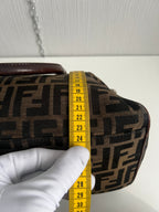 Vintage Fendi Etnico Zucca Canvas Leather Handbag