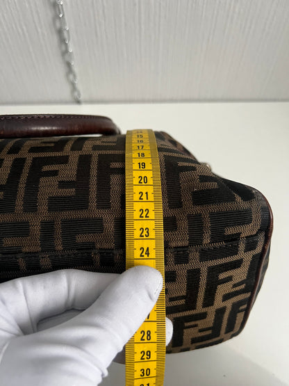 Vintage Fendi Etnico Zucca Canvas Leather Handbag