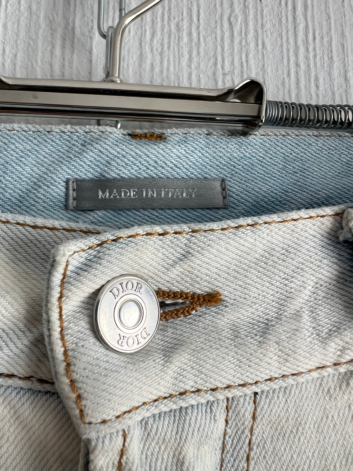 Christian Dior SAMPLE Gazette Print Faded Blue Denim Jeans