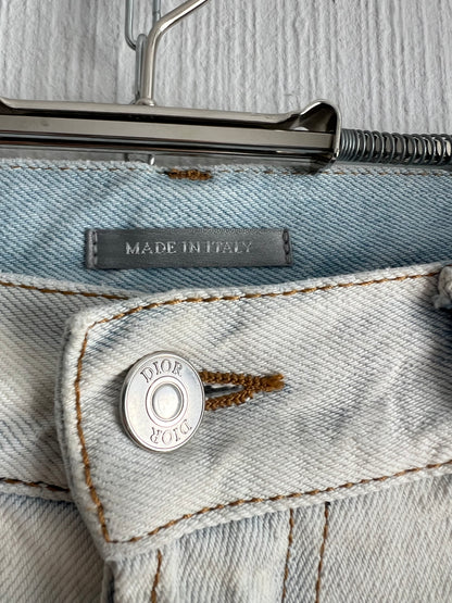 Christian Dior SAMPLE Gazette Print Faded Blue Denim Jeans