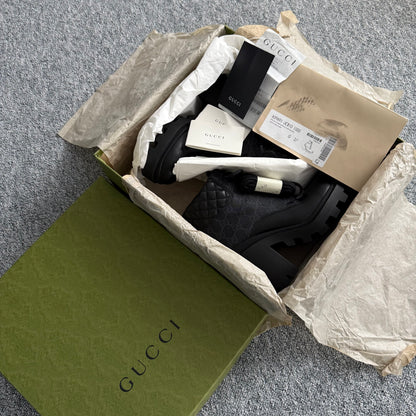 Gucci Apollo GG Supreme Leather Ankle Boots
