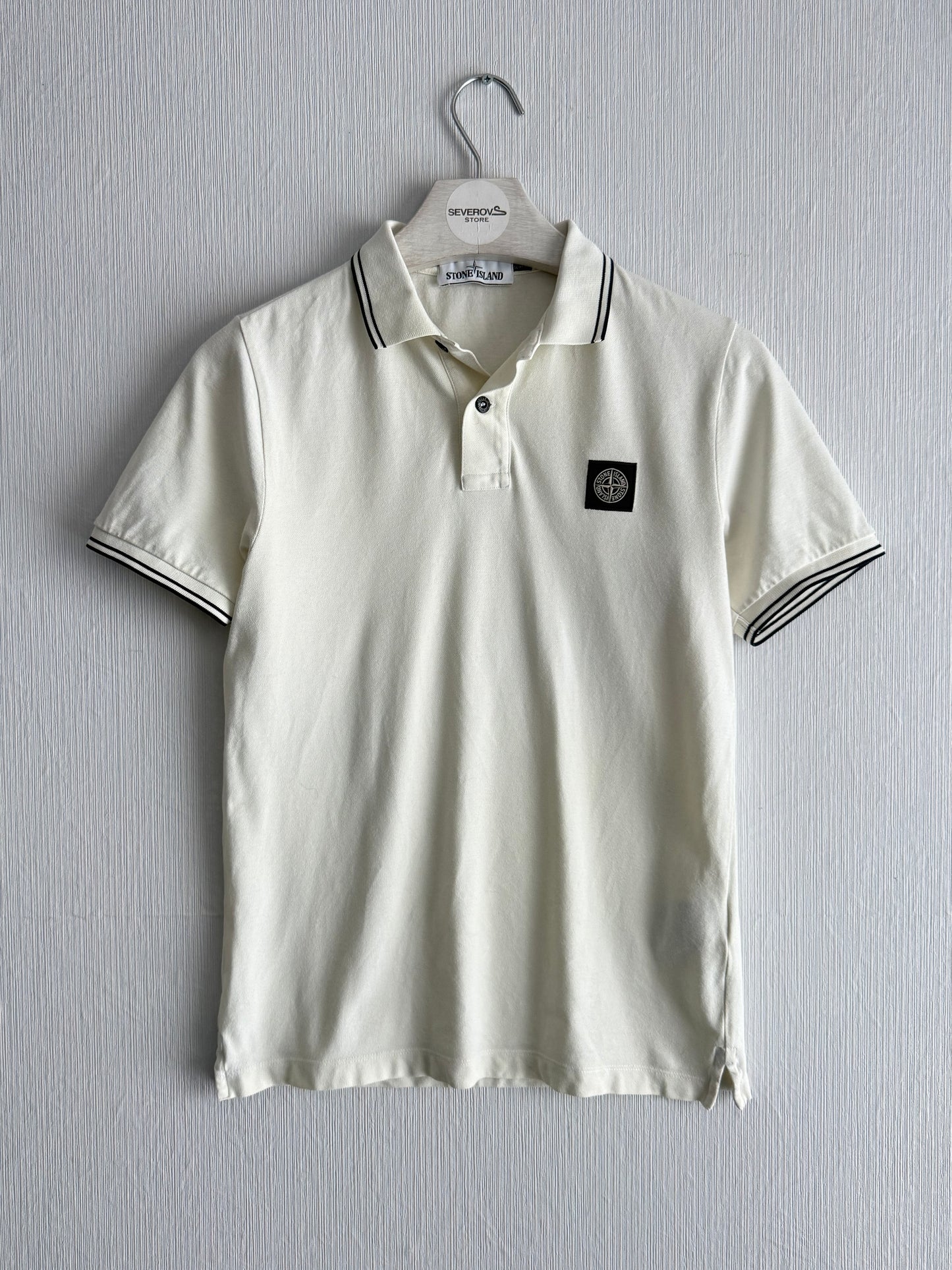Stone Island Logo Cream Polo Shirt