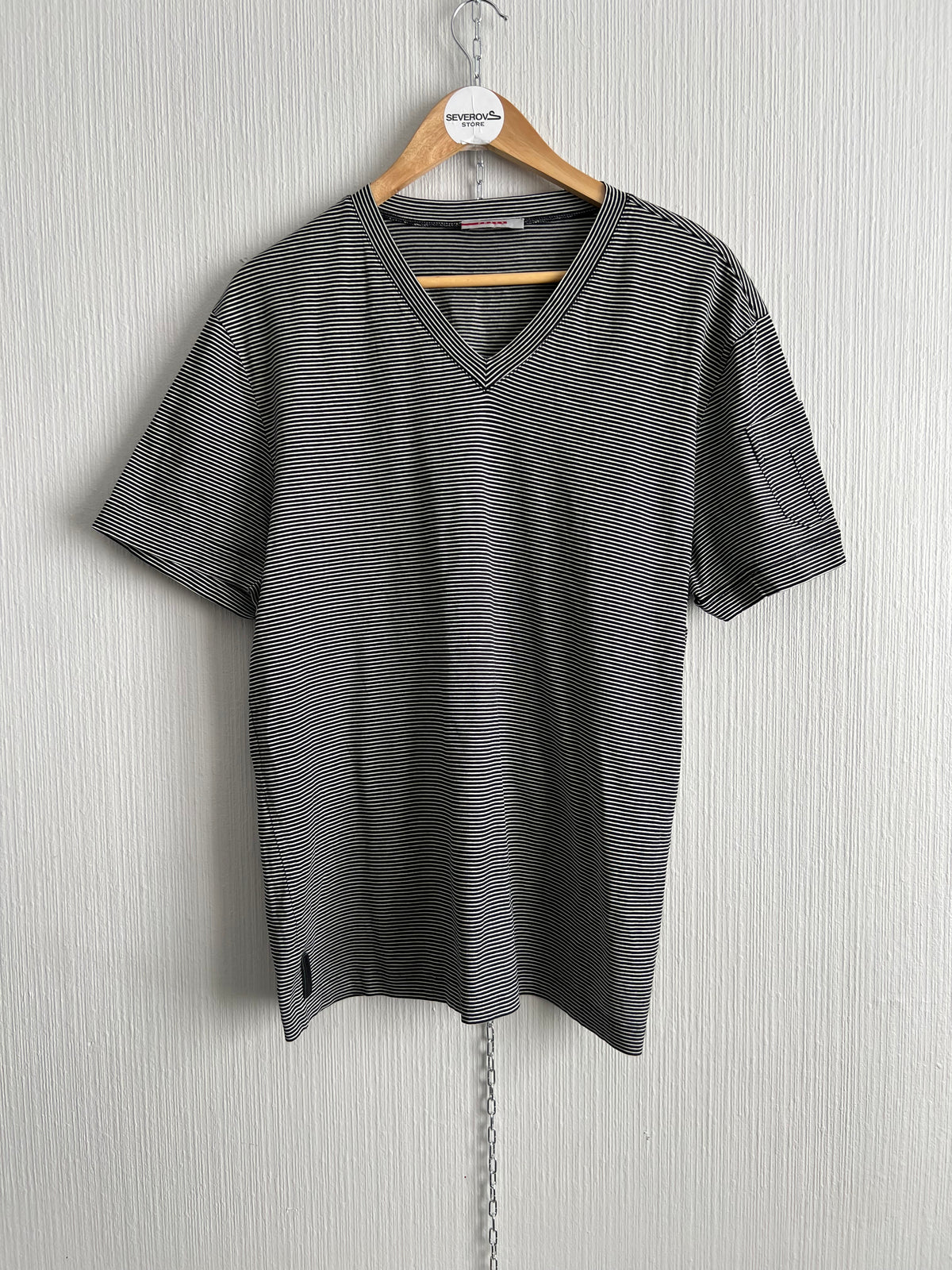 Prada Black Tab Striped T-shirt