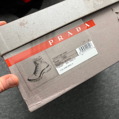 Prada FW99 Vintage Combat Black Leather Boots