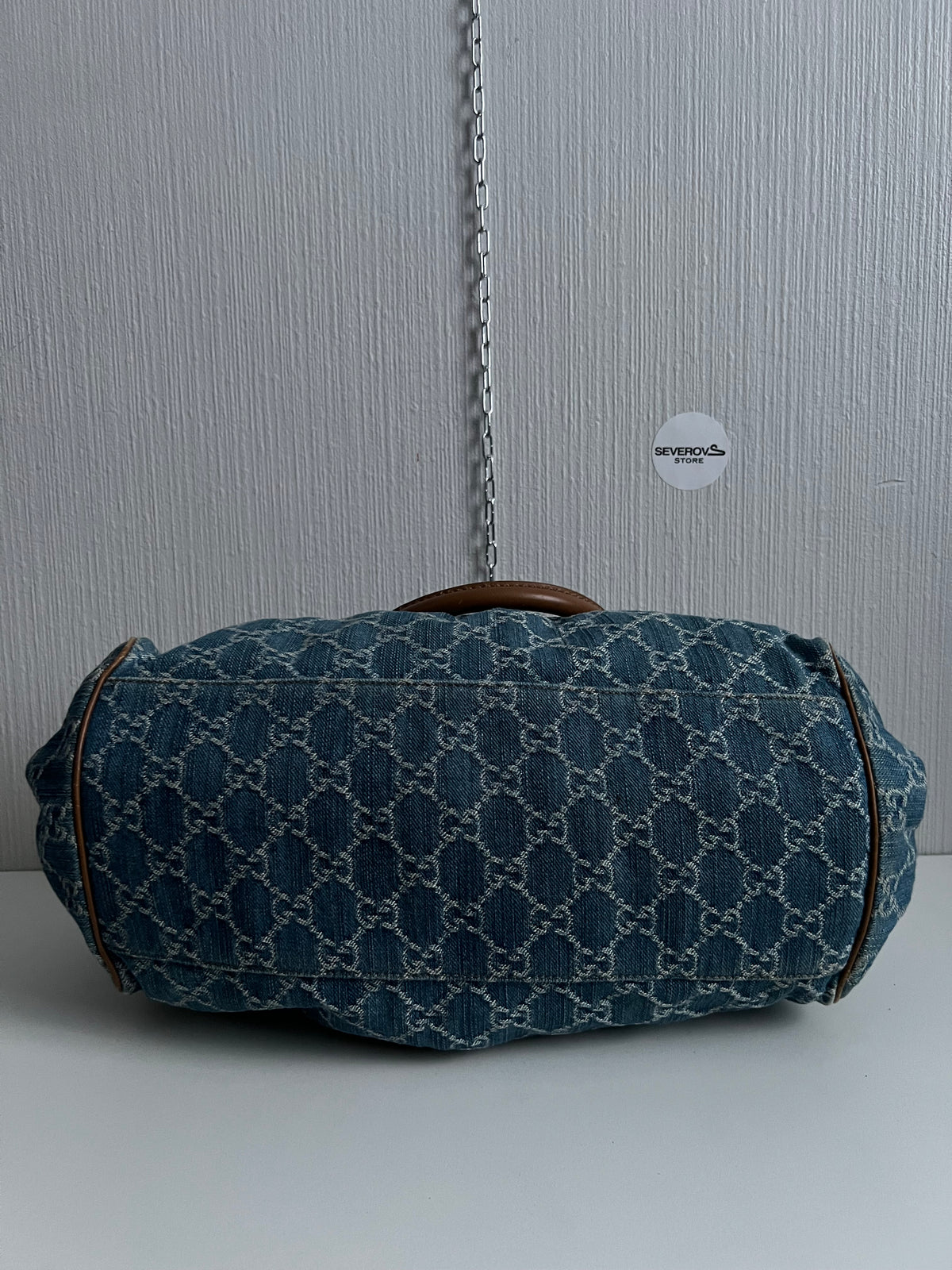 Gucci Blue Denim GG Denim Sukey Medium Handbag Satchel Bag