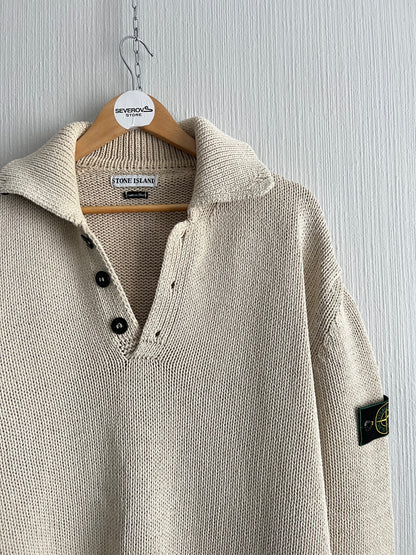 Stone Island Vintage SS1998 Beige Cotton Knit Sweater